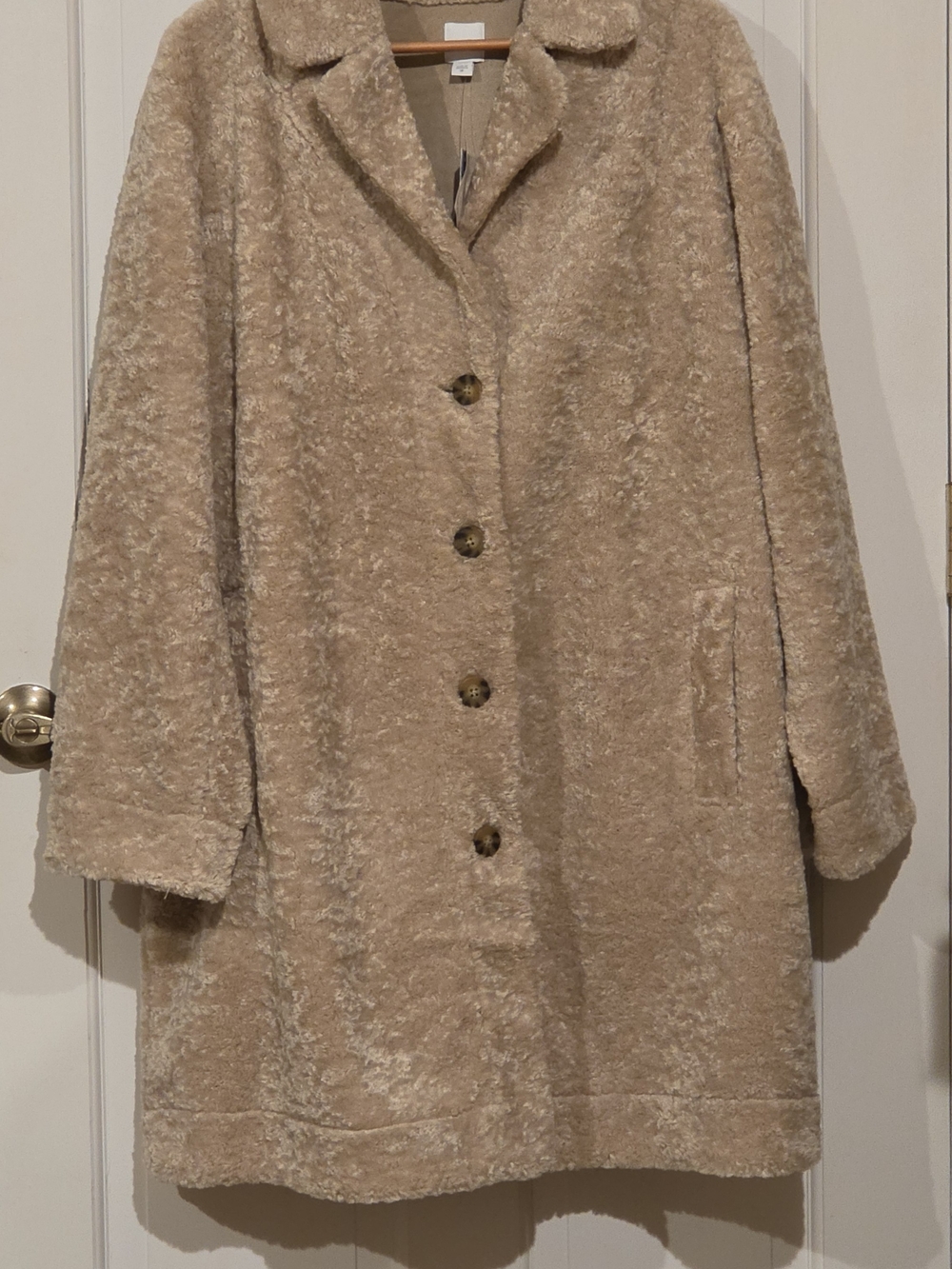 NWT J. Jill Gramercy Sherpa Faux Fur Coat Tan 2X New $229